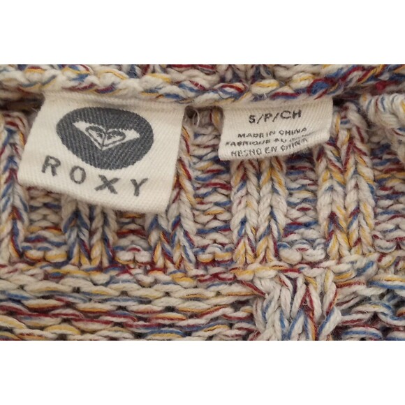 Roxy Women’s Small Cable Knit Sweater Multicolor Stripe Y2K Surf Skater 90s EUC - Picture 7 of 8